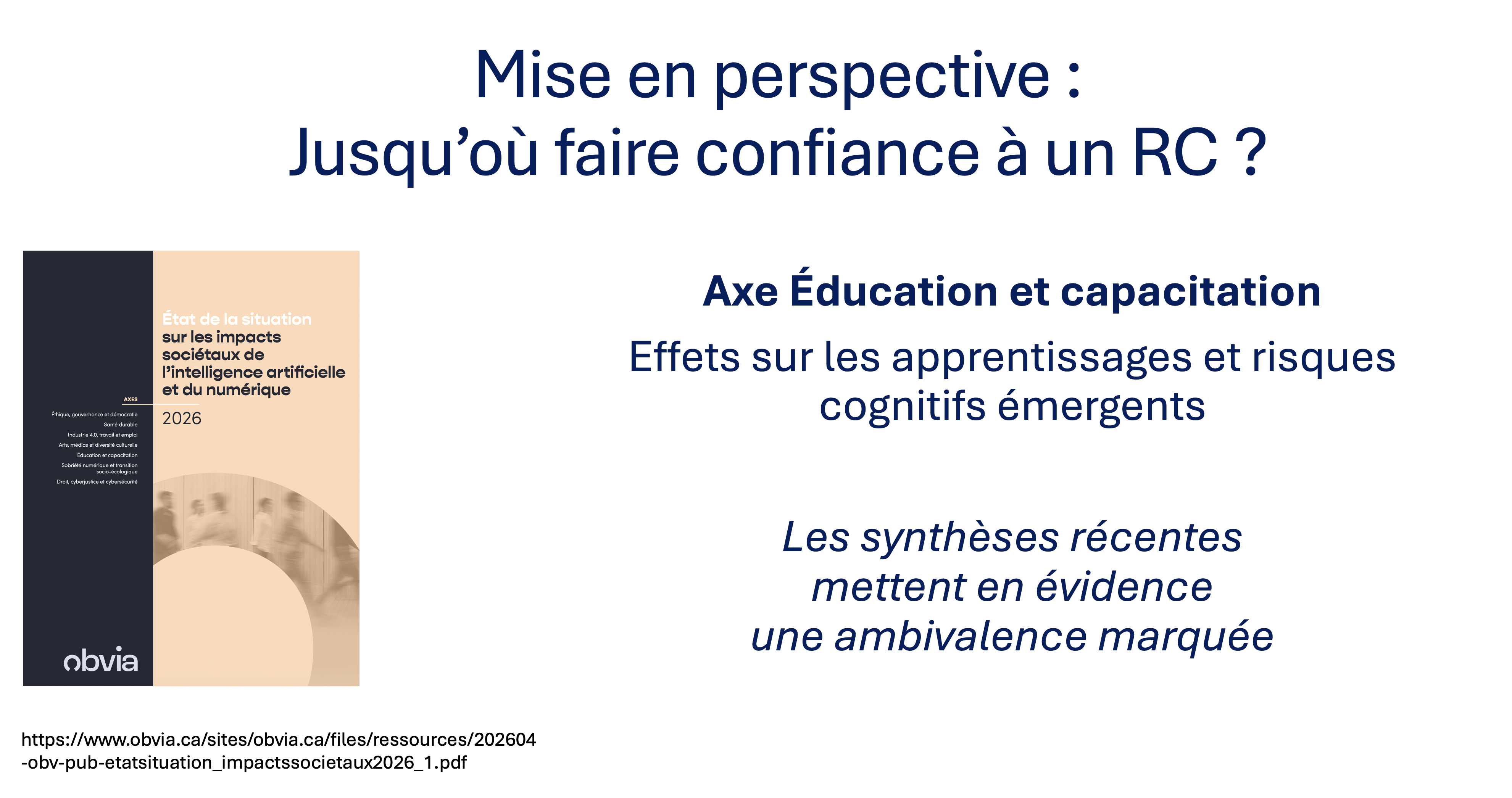 Confiance et RC — artéfact collectif nº 4